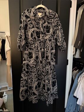 Anthropologie Black and White Printed Maxi Dress